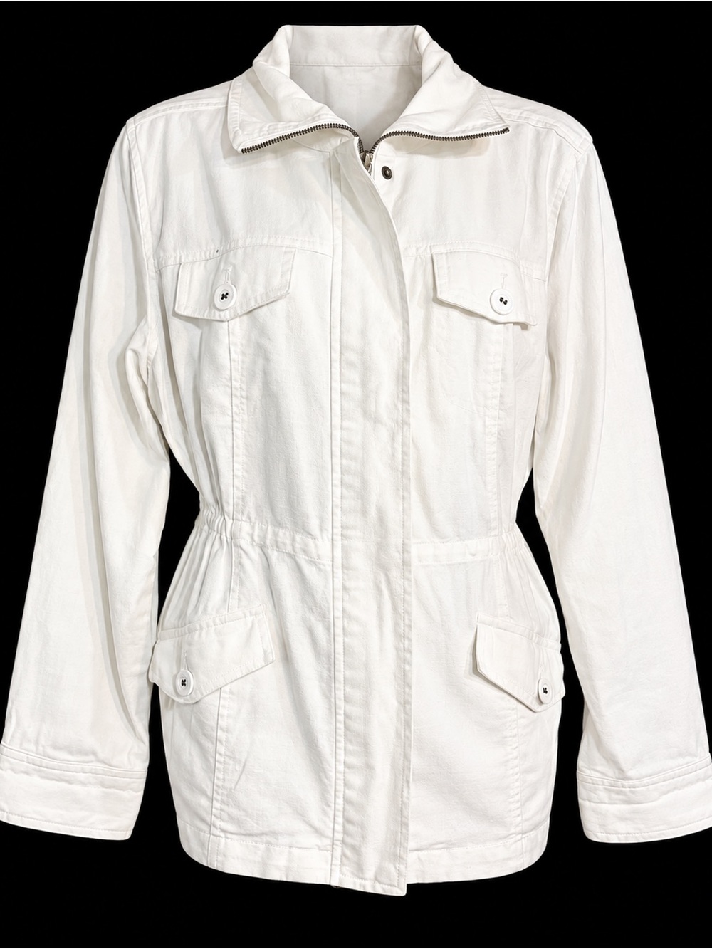 Croft & Barrow Linen blend white cotton twill utility field jacket medium